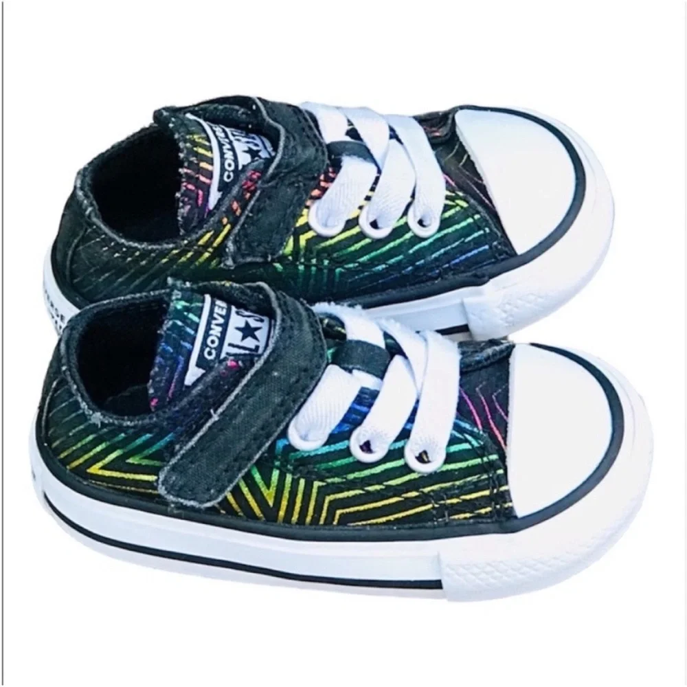 Converse All Of Star Infant Toddler Multi Color Metallic Lace Up Shoes Size 3